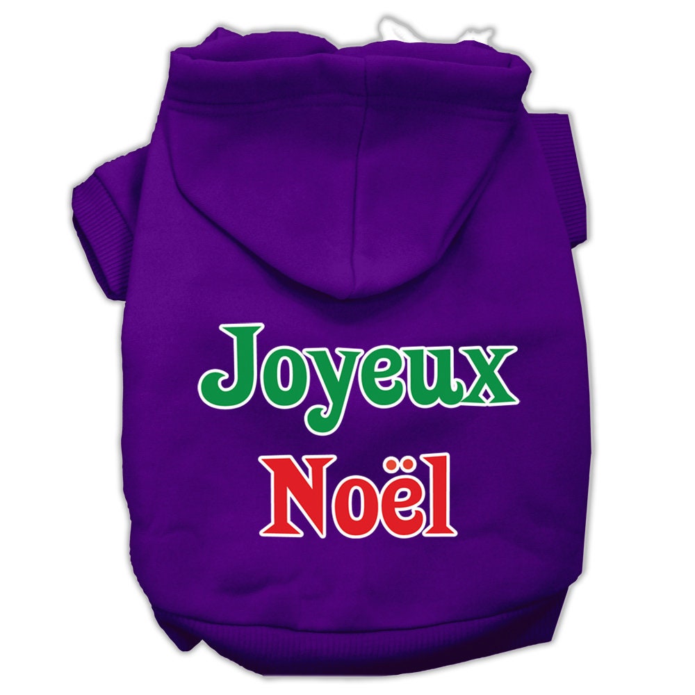 Christmas Pet Hoodie Screen Printed, "Joyeux Noel"